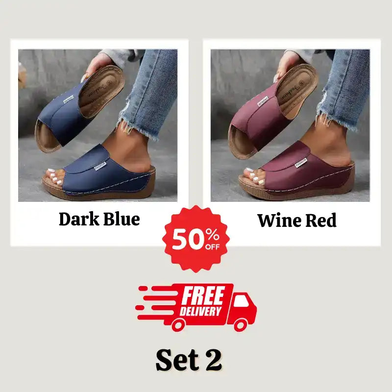 🔥HOT SALE -50% OFF🔥 Comfortable Arch Support Slides - Women's Solid Color Sandals - Breathable