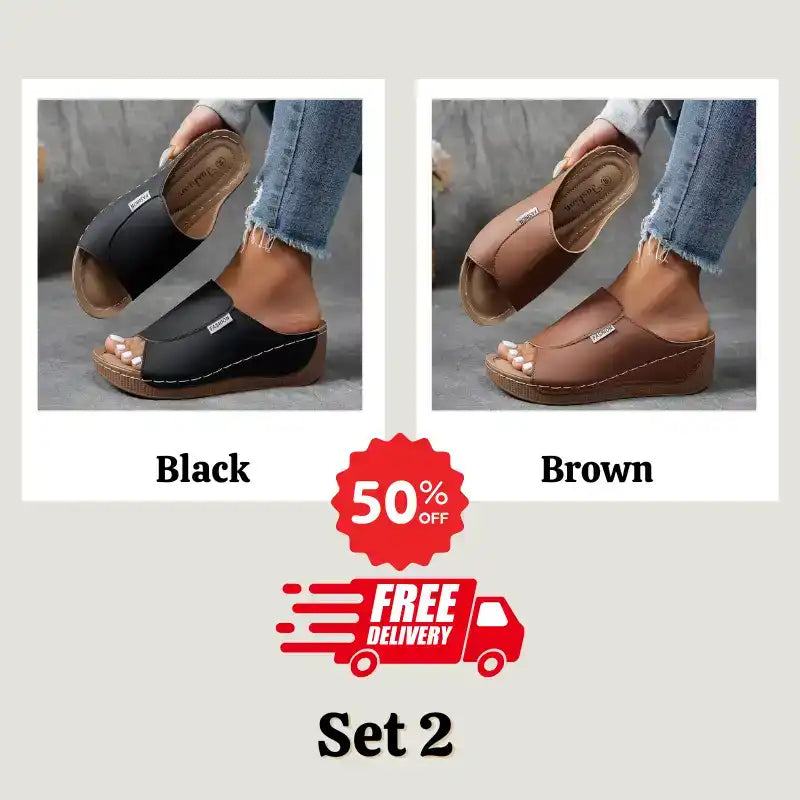 🔥HOT SALE -50% OFF🔥 Comfortable Arch Support Slides - Women's Solid Color Sandals - Breathable