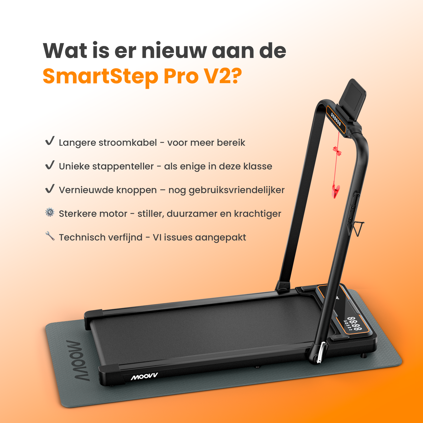 Moovv SmartStep Pro v2 - Foldable Treadmill 1-12km/h